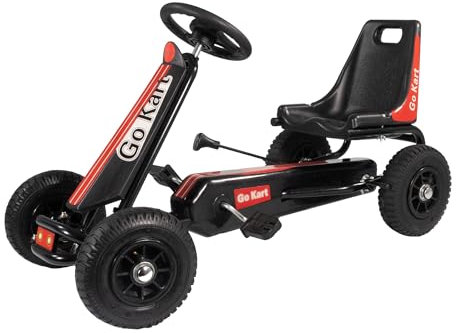 Lemodo Go Kart Tretauto – Kinderfahrzeug mit Luftreifen und Handbremse, Tretfahrzeug für Kinder von 4-6 Jahre, Vor- und Rückwärtsgang, Pedalfahrzeug, Outdoor-Tretauto