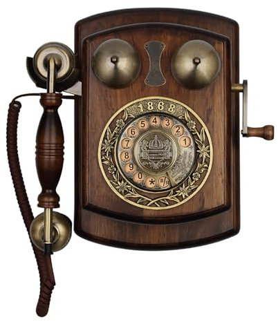 HPTHLY Teléfonos de Pared Retro para teléfono Fijo, teléfono de Disco Giratorio Vintage, teléfono de casa con Cable, Timbre mecánico y electrónico para Cocina, Escuela, Hotel, Oficina, Color Rojo