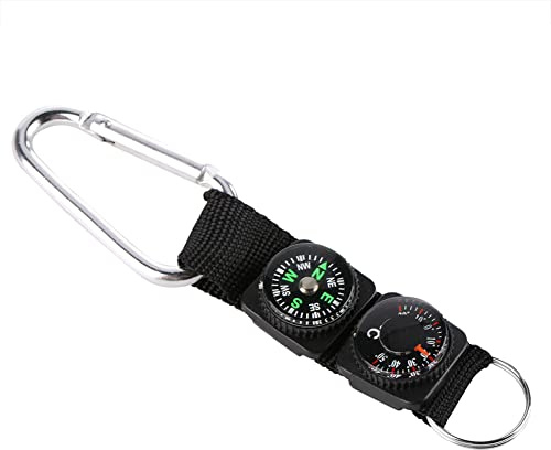 VIFERR Kompass und Thermometer Schlüsselanhänger Karabiner Wasserdicht Mini Militär Kompass Multifunktionale Überlebenshilfe Werkzeug für Outdoor-Sport Wandern