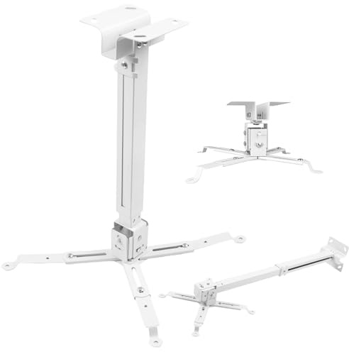 YedZen Beamer Deckenhalterung, Universal WandHalterung für Projektor 360° Drehbar 90° Schwenkbar, 43-65cm Höhenverstellbar, Beamer Halterung, Projektor Halterung für Heimkino Konferenzraum