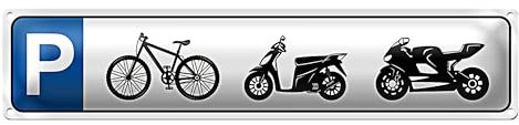 Parkplatzschild für Fahrräder | Roller und Motorräder | Robustes Metallschild | 10 x 46cm