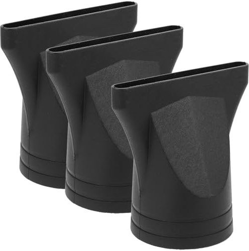 Beccuccio Asciugacapelli Diffusore Nero in Plastica 3 Pezzi | Diametro Uscita Consigliato 4, 5cm, Leggero, Resistente al Calore, per Salone Parrucchieri