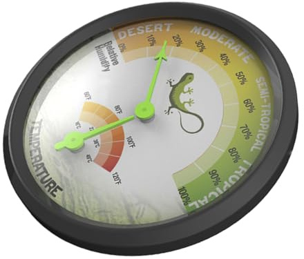 UPKOCH Thermomètre Hygromètre Analogique pour Terrarium Reptile Mesure Température et Humidité Mini Mécanique Sans Pile Accessoire pour Aquarium Gecko et Boîte Tortue