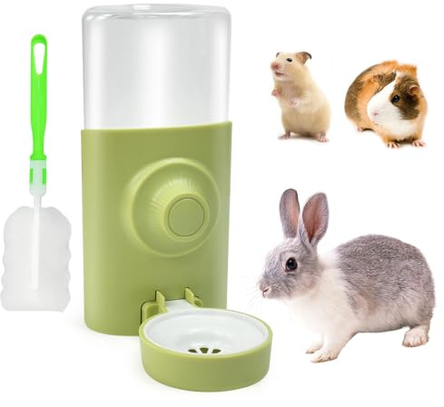 Zuxbolf Distributeur Eau Lapin, 600ML AntiGoutte Biberon Cochon d'Inde Distributeur Eau pour Petits Animaux Suspendue Abreuvoir Lapin avec 1 Brosse pour Hamster, Chinchilla, Hérisson, Furet