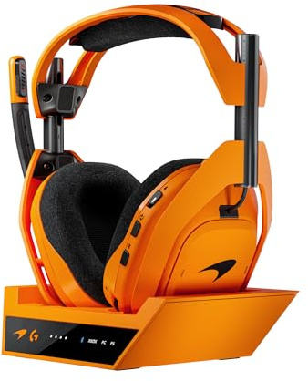 Logitech G Astro A50 X LIGHTSPEED McLaren Edition, casque gaming sans fil + station d’accueil, PRO-G GRAPHENE, PLAYSYNC Xbox Series X|S + PS5 + PC/Mac, Bluetooth,dispositif de relais HDMI 2.1 - Papaya