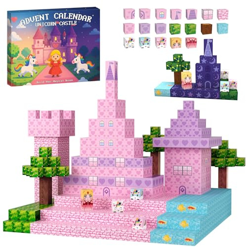 KYEVIS Magnetische Bausteine Adventskalender 2025, 24 Tage Magnete Konstruktionsspielzeug mit Prinzessin, Einhorn & Schloss Thema, Weihnachtsgeschenke für Mädchen und Kinder