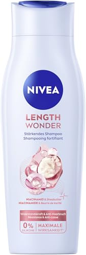 NIVEA Length Wonder stärkendes Shampoo, stärkendes Shampoo mit Niacinamid und Sheabutter, Pflegeshampoo für langes Haar ohne Spliss (250 ml)