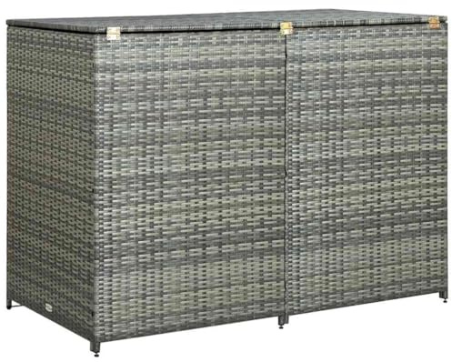 ACAGALA Mülltonnenbox 2-er, Mülltonnenhaus für 2 Tonnen, Mülltonnenverkleidung Gartenschuppen 148×77×111 cm, Poly Rattan Anthrazit