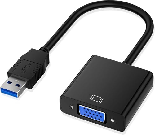 PKOUVOO Adaptateur USB vers VGA Adaptateur USB 3.0 vers VGA convertisseur vidéo HD 1080p convertisseur vidéo HD 1080p pour PC, Ordinateur Portable TV HDTV Compatible avec Windows XP/7/8/8.1/10