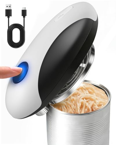 Rechargeable Electric Can Opener, One Touch Safety Automatic Can Opener - Easy Smooth Edge Hands Free, Ideal for Seniors People with Weak Hands & Arthritis