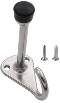 Väggdörrstopp - tyst skydd 6 x 3,3 x 7,6 cm, gummistoppning i rostfritt stål, robust dörrstopp med | hårdvara för badrum, sovrum,