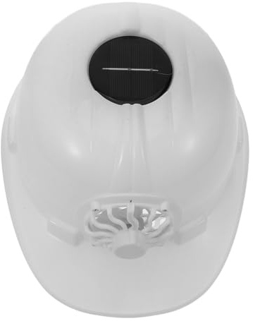 KOMBIUDA Solarhelm mit Solarventilator und UV Sonnenschutz Weißer Bauhelm aus Kunststoff für Sommerfest und Outdoor Arbeiten Kühler Arbeitshelm für Bauarbeiter