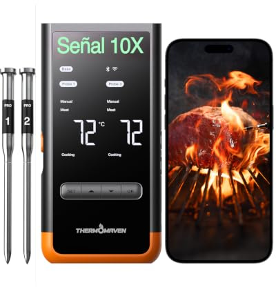 ThermoMaven G2 Wireless Meat Thermometer, 2 Probes, 915m Sub-1G & WiFi | 6 Sensors, ±0.3°C Accuracy, Smart App & Base Control, IPX8 Dishwasher Safe, Temperature Probe for BBQ Oven Smoker Air Fryer