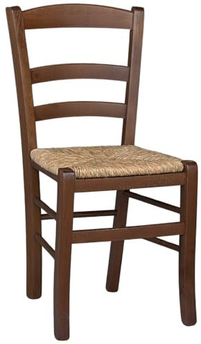 okaffarefatto maddaloni Landanischer Esszimmerstuhl Nussbaum dunkel Strohstuhl Stühle