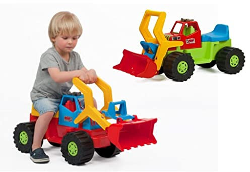 Marmat Kinderbagger Sitzbagger mit Schaufel und Untersitzablage - Kinderfahrzeug für Kinder ab 2 Jahre - Spielzeug Bagger - Sandkasten - 74x33x30cm