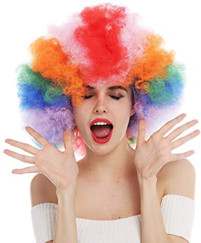 WIG ME UP - 31938-P-coloured Perücke Afro Herren Damen regenbogenfarben bunt XXL Volumen