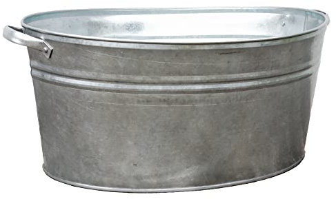 Storm's Gartenzaubereien Zinkwanne oval groß - wasserdicht oval 40 Liter mit stabilen Griffen zum Bepflanzen und als Miniteich