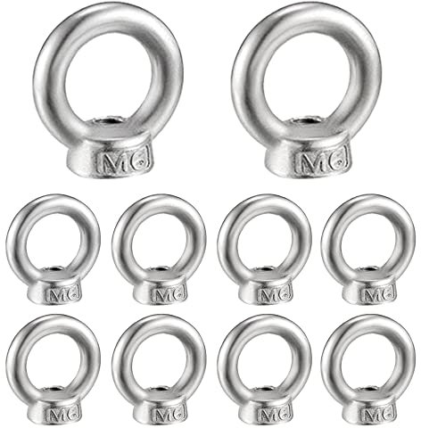 Zasiene M6 Dado a Occhiello 10 Pezzi 304 Acciaio Inossidabile Filettato Dadi Ad Anello Dado Di Sollevamento per Accessori di Sollevamento Fissaggio
