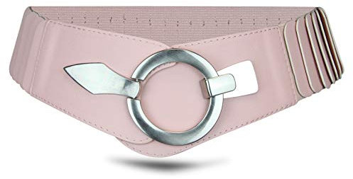 with love, Vanessa & Melissa Elastischer Damen Taillengürtel, ca. 6 cm breiter Hüftgürtel mit silberner Ring-Schließe, Stretchgürtel (80 cm (für Taillenweite 85-105 cm), Rosa)