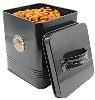 Gardening Naturally Treats Tin For Your Children or Pets - Metal Food Storage Tin - Black