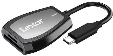 Lexar Professional USB 3.2 Type-C Dual-Slot Reader, Supports SD and microSD UHS-II Cards, Up To 312MB/s Read (LRW470U-RNHNU)