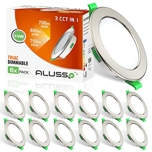 ALUSSO LED Einbaustrahler 230V 10W 800lm 125-135mm Dimmbar 3CCT 12er Set | Deckenspots Ultra flach Warmweiß/Neutralweiß/Kaltweiß Auswählbar Deckenstrahler, IP44 LED Einbauleuchten für Bad, Wohnzimmer