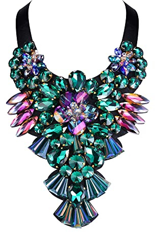 EVER FAITH Kostüm Statement Kragen Halskette, Bunt Strass Kristall Vintage Chunky Halskette für Damen Mädchen