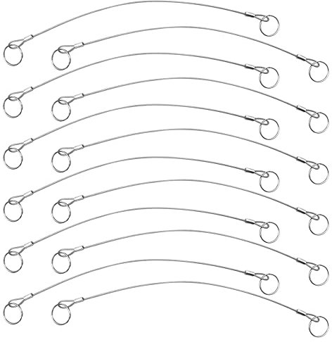 YuCool 12 Stück Stahlseil mit Ösen,2 mm Silberner Edelstahl Sicherheitskabel,Edelstahl Spannseil Seilspanngarnitur für Fahrradschlösser, Türschlösser, Gepäckschloss