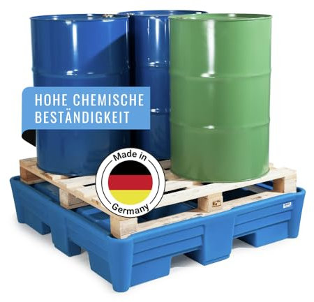 Auffangwanne classic-line aus Polyethylen (PE) für 4 Fässer, ohne Gitterrost, 1330x1330x295