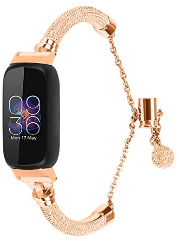 Gimuk Armband, kompatibel mit Fitbit Inspire 2, Damen, Edelstahl, Metall, verstellbar, Ersatz-Armband für Fitbit Inspire 2/Inspire/Inspire HR/Ace 2, klein, groß, 5.5-8.1, Metall