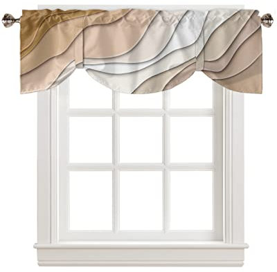 BestLives Mantovana da legare per finestre, colore marrone, moderno, geometrico, tasca per asta, tende corte in ombré astratte, tende corte per cucina, bagno, camera da letto, 137,2 x 45,7 cm