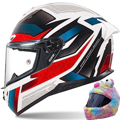 Hochklappbarer Integral-Motorradhelm, DOT-Zugelassener Straßenradhelm, Renn-Sturzhelm Für Männer Und Frauen Mit Helmüberzug N,S(53-54 cm)