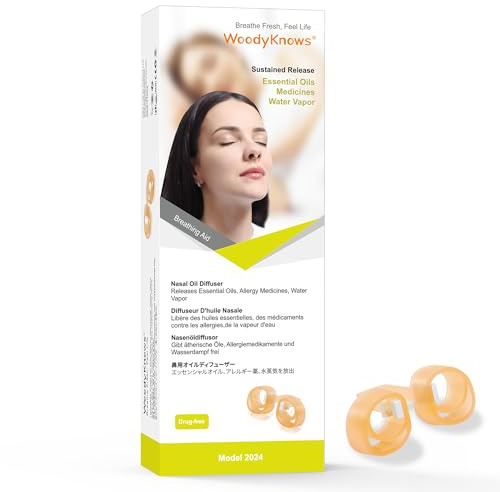 WoodyKnows Modell 2024 Nasendiffusor für ätherische Öle │ Sinus-Dampfinhalator │ persönliche Aromatherapie │ Spray-Buddy │ Dampfberuhigungsmittel │ Nasendilatator (M 3er-Pack)