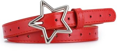 Kiench Mädchen Ledergürtel mit Herz/Sterne Schnalle Kinder PU Leder Gürtel