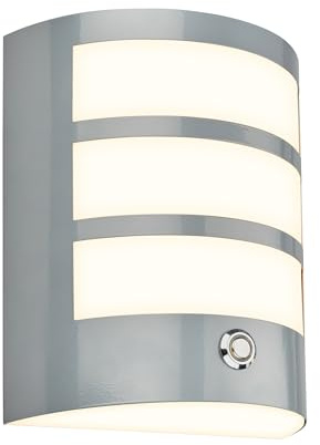BRILONER - LED Wandleuchte ohne Stromanschluss mit Touch, dimmbar in Stufen, 15 min. Timer, Wandlampe Akku, Aussen, Wandbeleuchtung außen, Außenleuchte, Außenwandleuchten, 18x15x7 cm, Chrom-Matt