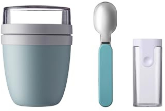 Mepal - Klapplöffel-Set mit Lunchpot Ellipse - praktischer Joghurtbecher und Müslibecher - Unterteilung für Joghurt und Müsli - gefriergeeignet, mikrowellen- und mikrowellengeeignet