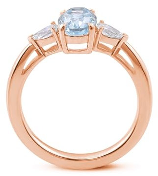 Epinki Rotgold 14K Au585 Ring, Klassiker Hochzeitsband mit Aquamarin 1ct Hellblau Ovalschliff, 585 Gold Freundschaftsringe Verlobungsring Damen Echtschmuck, Individuelle Größen