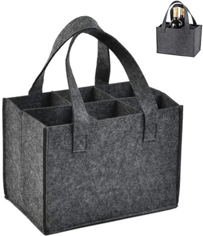 Flaschenträger Getränkehalter aus Filz für 6 Flaschen, Flaschentasche Tragbare Männerhandtasche für Bier, Flaschen Tasche Filztasche Weinflasche Tasche für Party Reise Picknick, Portable Wine Bag