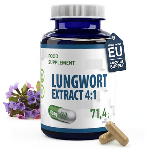 Hepatica Lungwort (Pulmonaria Officinalis) 2,000mg Equivalent | High Strength 500mg 4:1 Extract | 120 Vegan Capsules | Traditional Herb | 3rd Party Lab Tested
