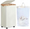 efluky Cesto Biancheria Sporca con Ruote 100l, Cesto Portabiancheria con Coperchio, Cesto Biancheria Sporca Grande Capacità e Manico di Bambù e Borsa Interna Rimovibile con Lavabile per Lavanderia