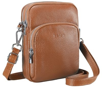 befen Echtleder Handytasche zum Unhängen Damen, Handytasche Damen mit RFID-Blockierung Kartenfächern Handytaschen
