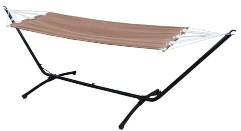 AMANKA Outdoor Hängematte mit Gestell 1 Person - 310cm Hängemattengestell bis 120kg - 190x80 Hängematte für Garten mit Gestell - Hängematte für Balkon Hängeliege mit Gestell Boho Gartenliege Hängend