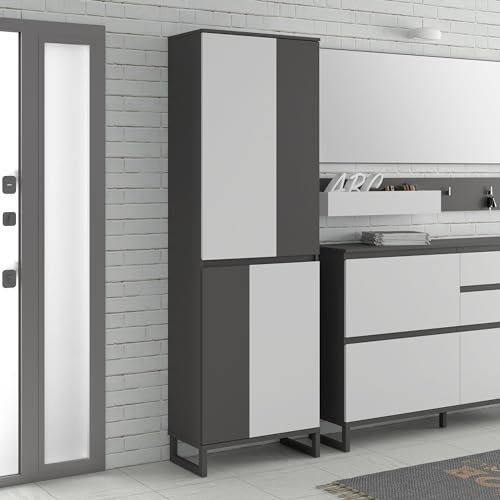möbelando Drehtürenschrank >Quayle< in Secret Grey/Uni Wolfram grau