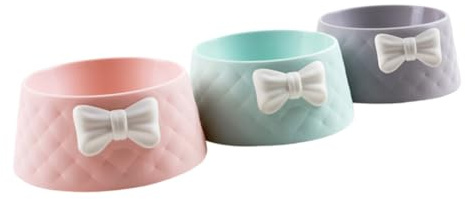 BELLIFFY Ciotole per Cani e Gatti Facili da Pulire con Decorazione a Fiocco 2 Pezzi in Plastica Rosa, Forma Rotonda e Comode da Trasportare, Design Creativo ed Elegante