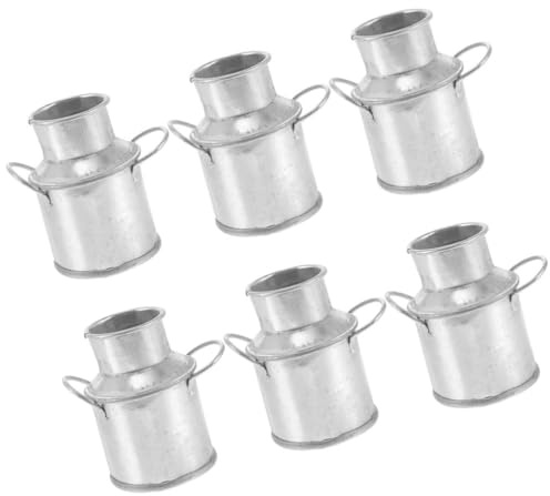 Zerodeko 6 Pièces Mini Seaux en Métal Pot À Lait Vase Pot À Lait Galvanisé Rond Panier De Plantes Vase en Métal Style Vintage Pays Mariage Maison Table Pièce Maîtresse Décorations
