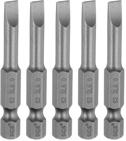 QUARKZMAN 5Pcs Embouts de Tournevis à Fente Magnétique Sl5 5mm en Acier S2 Embout de Tournevis Plat à Tête Plate 1/4 Queue Hexagonale Embout de Tournevis Industrielle de 2 de Long
