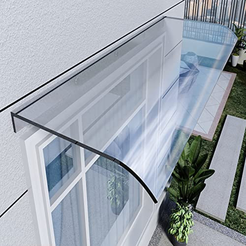 Vordach für die Veranda, gebogen, Polycarbonat, Regenschutz, UV- und wasserabweisend, transparent (50 x 590 cm)