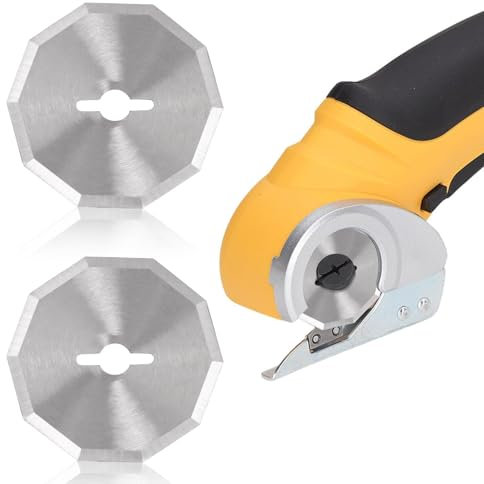 2 Pcs Cuchilla de Repuesto para Cúter Rotativo Eléctrico Tijeras Eléctricas Inalámbricas Cuchillas Cortador Rotativo para Caja de Cartón Alfombras Cuero Tela (1-1/2)