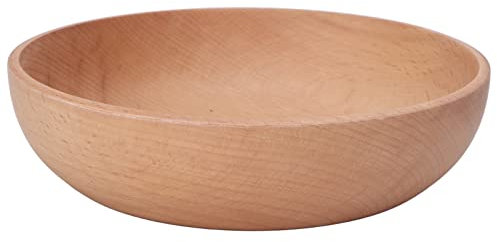 Aoveew Runde Holzschale, dekorative Haushaltsschale aus Buchenholz zum Servieren von Salat, Obst, Dip, Sauce, Snack, Reis, Nudeln, Müsli, Zuhause, Restaurant, Café (L)