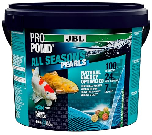 JBL PROPOND All Seasons Pearls 1,0 kg (5,5 L) | Cuentas 4 Estaciones para Todos los Peces de Cuenca | Alimentación Saludable y equilibrada | Flotantes | a Partir de 10 °C